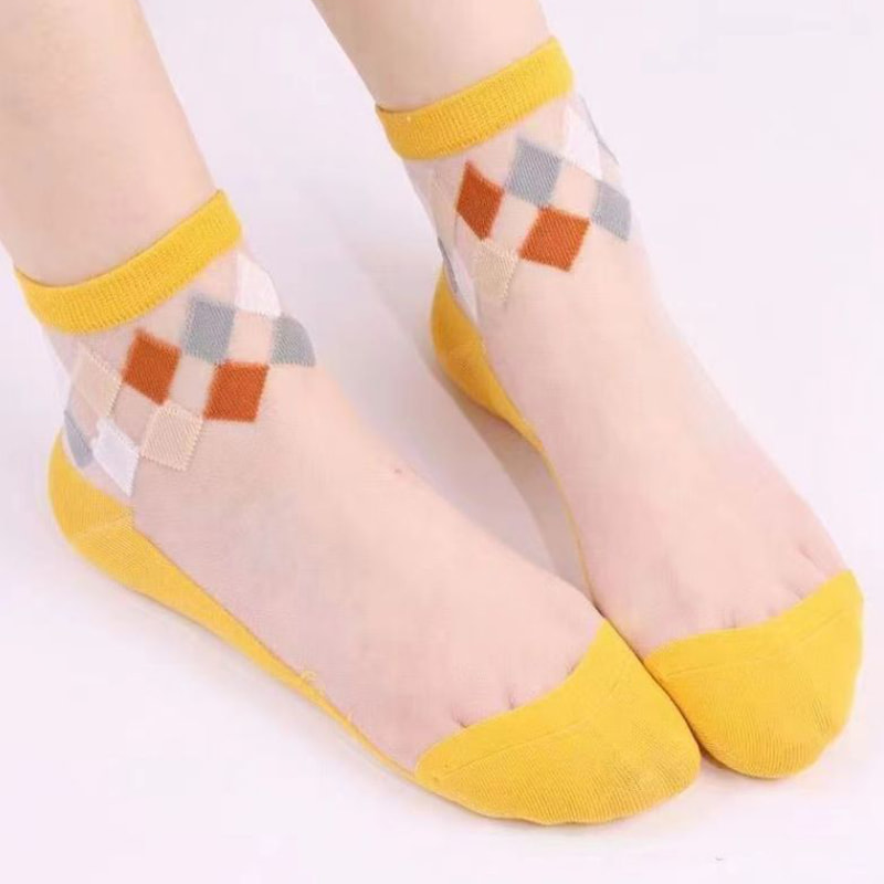 Sommar tunna glasstrumpor barns sexiga bomullsbotten strumpor