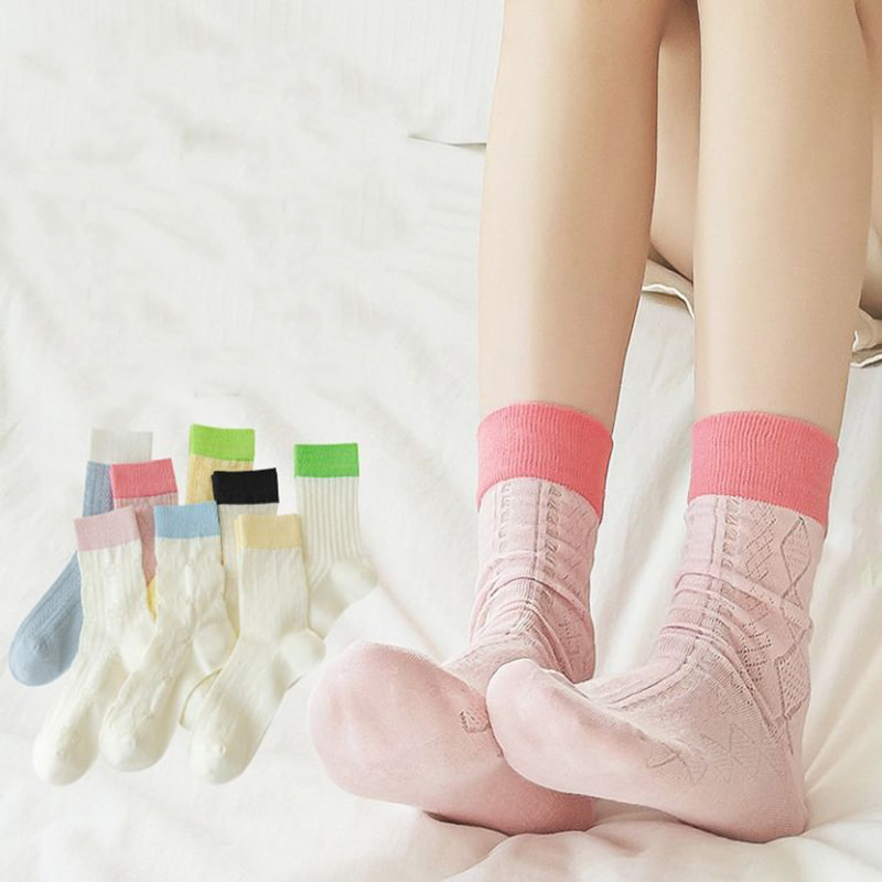 Diamantformade kvinnors lapptäcke sommar ihåliga nät andningsbara midrörsstrumpor